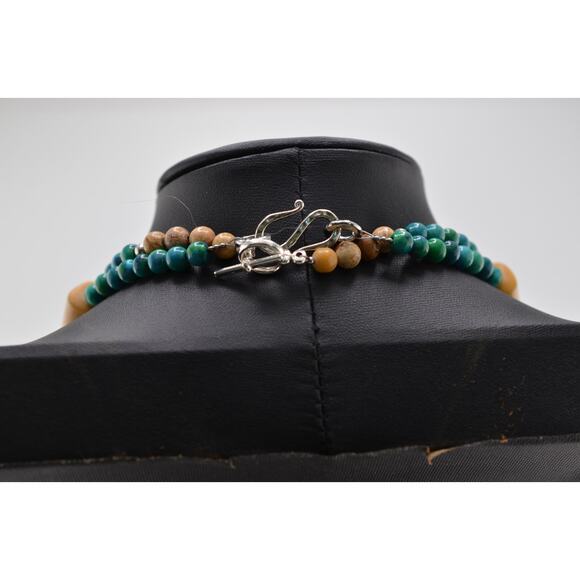 Navajo Mary W. Roanhorse Carved Leaf and Gem Pendant Necklace Set - Picture 4 of 4